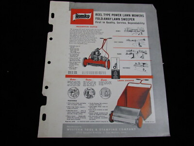#ad Homko Mower advertising paper vintage 1950#x27;s lawn sweep $17.94