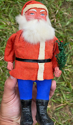 #ad Early Antique Santa Woodcutter 9.5” German Santa All Original Christmas Minty $1299.99
