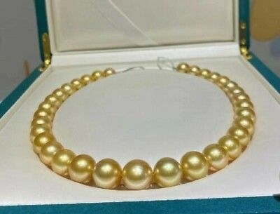 #ad 20 inch AAAA 10 11mm NATURAL REAL round South sea deep golden pearl necklace $150.00