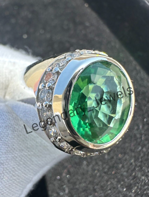 #ad Emerald Men#x27;s Ring with 925 Sterling Silver Men#x27;s Jewelry Green Gemstone Ring $66.40
