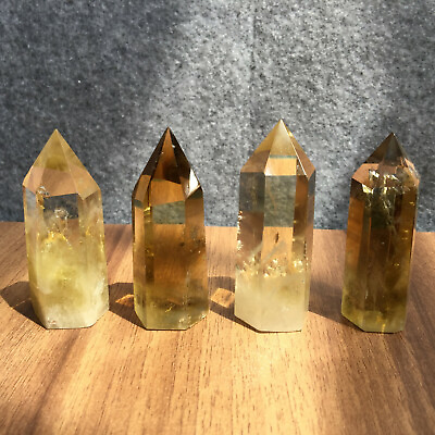 #ad 4pcs natural smokey citrine quartz obelisk minera crystal wand point healing $19.00