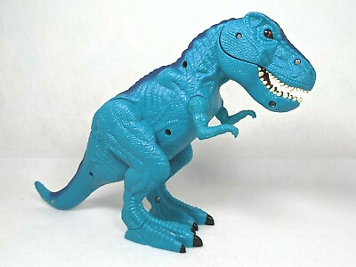 #ad Dragon i Toys T Rex Dinosaur Blue Action Lights Sounds Roars Chomps SEE VIDEO $6.53