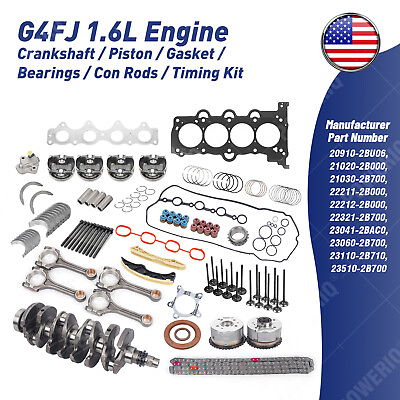 #ad New Opened box G4FJ 1.6L Engine Overhaul Rebuild Crankshaft Rods For Hyundai KIA $459.00