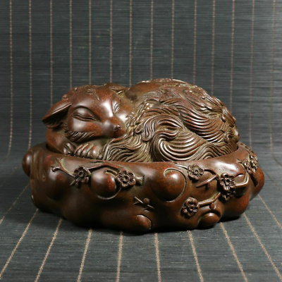 #ad Old Chinese antiques Exquisite copper Handmade fox cover Censer $241.08
