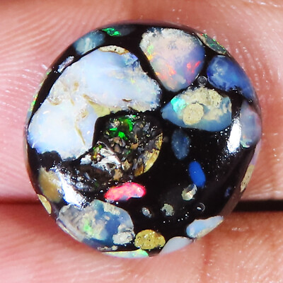 #ad COMPOSITE OPAL ETHIOPIAN OPAL round shape loose gemstone 6.45 Cts. 15x15x4 mm $14.31