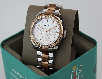 #ad NEW AUTHENTIC FOSSIL JANICE CHRONOGRAPH SILVER ROSE GOLD WOMEN#x27;S BQ3420 WATCH $79.99