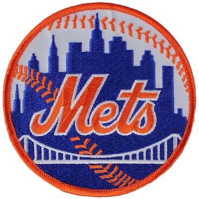 #ad New York Mets Home Round Sleeve Patch Jersey Orange Border Logo MLB Emblem $16.99