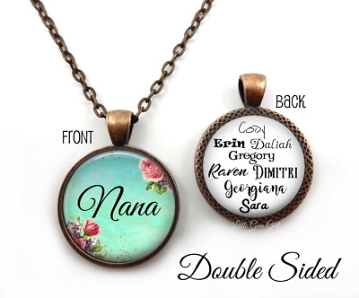 #ad Double Sided Nana Charm Necklace Personalized Kid#x27;s Name Custom Jewelry Gift $28.35
