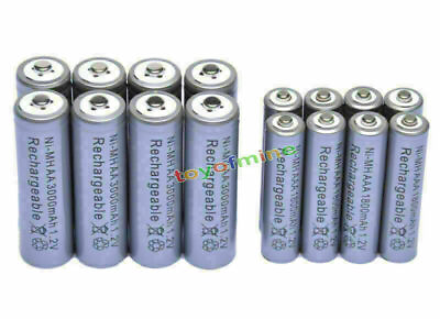 #ad 8 AA 3000mAh 8 AAA 1800mAh 1.2V NI MH Rechargeable Battery 2A 3A Grey Cell $18.03
