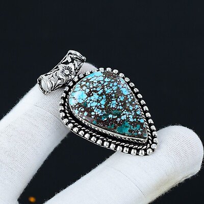 #ad Tibetan Turquoise Pendant Gemstone Handmade 925 Sterling Silver Pendant For Her $14.99