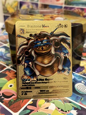 #ad Pokemon Gold Metal Card Blastoise Vmax Fun Art Card Best Gift Pokemon Collectors GBP 10.50