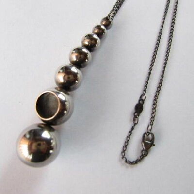 #ad Georg Jensen #441 Sterling Silver 925 CAVE Pendant Necklace Denmark Unused $403.20