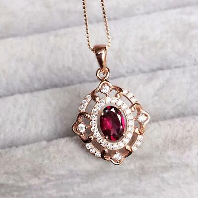#ad 1.7ct Simulated Ruby Pendant Oval Cut Stylish Rose Gold Plated Valentine Gift $129.99