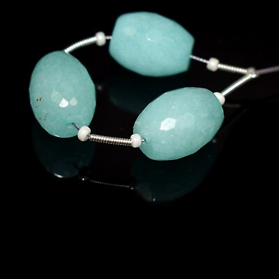 #ad Natural Mint Green Aquamarine Faceted Drum Gemstone 3quot; Loose Beads For Jewelry $21.76