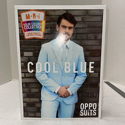#ad NEW Opposuits Cool Blue 3 Piece Suit mens size 46 New In Original Packaging $65.00