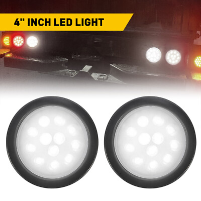 #ad 2pcs Inch LED Round 4 24 Backup Tail Reverse Lights Trailer Clear Truck Lens 12V $19.94