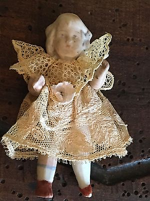 #ad Antique Tiny French Doll Provence circa 1800s French Lace Clothing $75.00