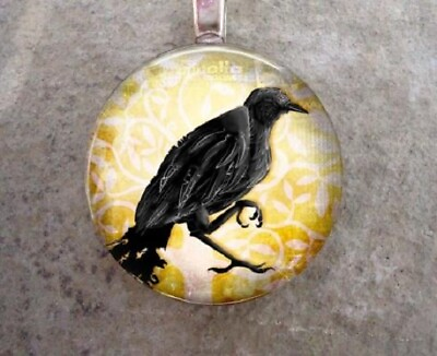 #ad BLACK RAVEN CROW BIRD charm pendant Sterling 925 plate Silver 18quot; necklace Gift $19.89