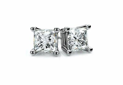 #ad CVD Princess Diamond Stud Earrings Lab Created G H VS SI 14K Solid Gold $499.00