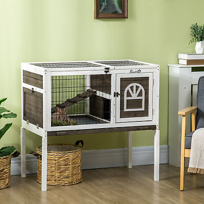 #ad Rabbit Hutch Guinea Pig Cage w Removable Tray Openable Roof $107.99
