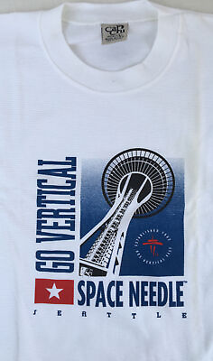 #ad Vintage Cal Cru Space Needle Seattle Go Vertical T Shirt Single Stitch Size L $11.98