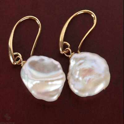 #ad Handmade Freshwater pearls white baroque pearl Earring 18k Stud Ear Cuff Clip on $18.26