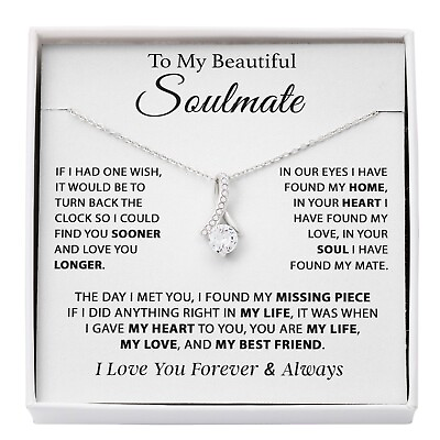#ad To My Soulmate Necklace Gift For Girlfriend Wife Birthday Gifts Christmas Gift $34.99