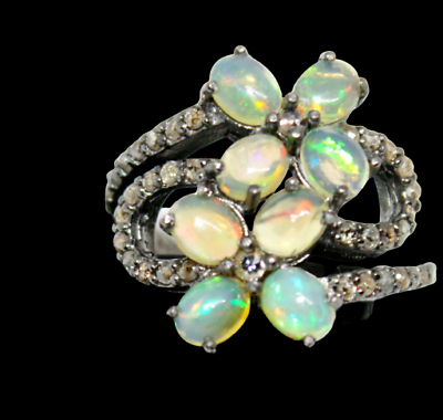 #ad Natural Opal Gemstone Victorian Antique Handmade Sterling Silver JewelryGifts $325.00