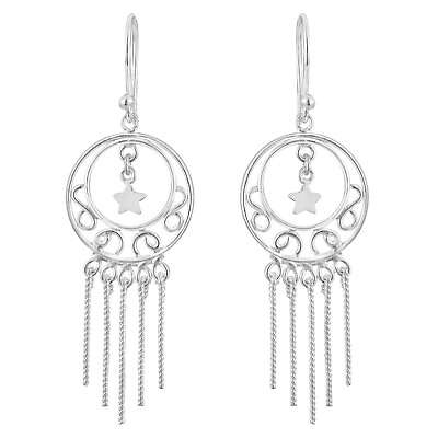 #ad Dramatic Starry Tiered Rope Chandelier Sterling Silver Dangle Earrings $18.89
