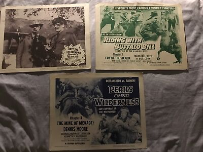 #ad Hollywood Lot Of 3 Buffalo Bill Vigilante Dennis Moore Original Lobby Cards $14.97