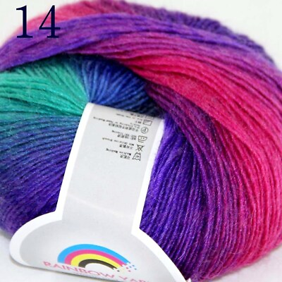 #ad AIPYARN 1BallsX50gr Hand Shawls Rainbow Cashmere Wool Knitting Crochet Yarn 14 C $7.49