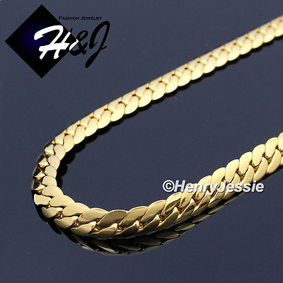 #ad 16quot; 40quot;MEN Stainless Steel 8mm Gold Plated Miami Cuban Curb Chain Necklace*GN155 $23.99
