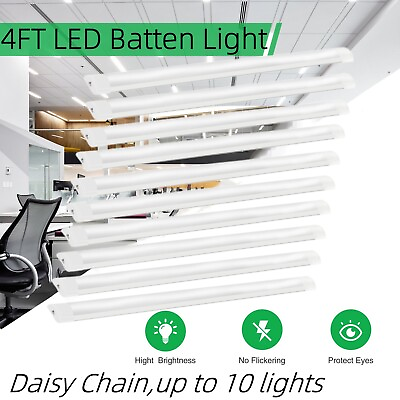 #ad 10Pack 4FT LED Batten Lights 44W 5500K Shop Light LED Ceiling Fixture for Garage $94.38