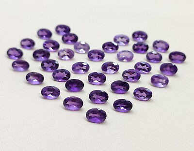 #ad 100% Natural Amethyst Faceted Oval Gemstone Cut Wholesale Loose Gemstone 6X4 MM $7.10