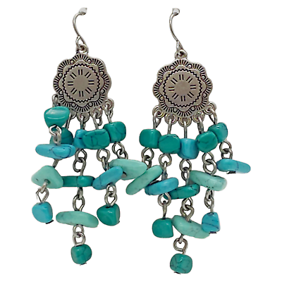 #ad #ad Chaps Turquoise Dangle Chandelier Earrings Southwestern Boho Gemstone $18.99