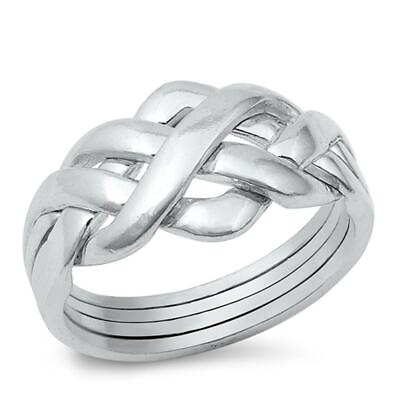 #ad Sterling Silver Woman#x27;s Braided Knot Cute Ring Fashion 925 Band 11mm Sizes 4 13 $22.19