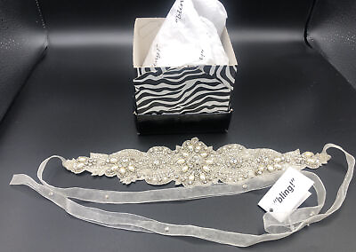 #ad Bridal Beaded Crystal amp; Pearls Wedding Sash BL634 New with Tag Bling $49.99