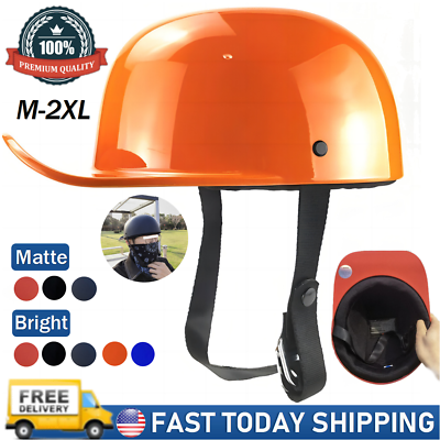 #ad Retro Baseball Cap Motorcycle Half Helmet DOT Open Face Scooter Moped Jet Helmet $48.30