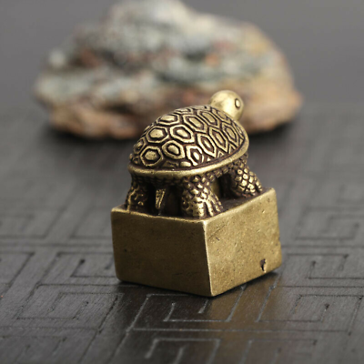 #ad Chinese old Antique Collectible Bronze Recruit money turtle seal statue $5.88
