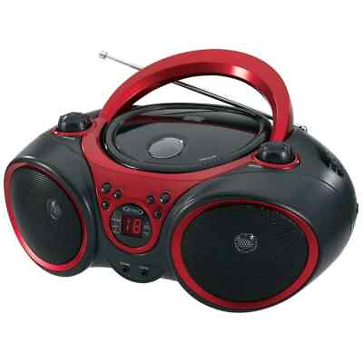 #ad JENSEN CD 490 Portable Stereo CD Player with AM FM Stereo Radio Boombox Red Blk $37.99