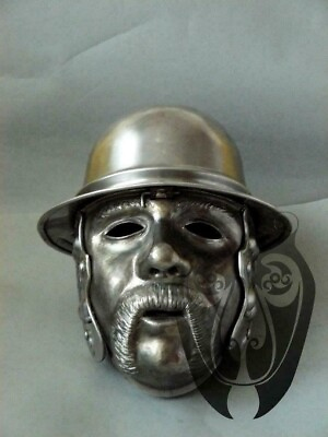 #ad 16ga steel Medieval Knight SCA Roman Celtic Top Helmet With Face Mask $849.99