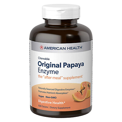 #ad American Health Original Papaya Enzyme Chewable 600 Tablets FRESH MADE IN USA $18.77