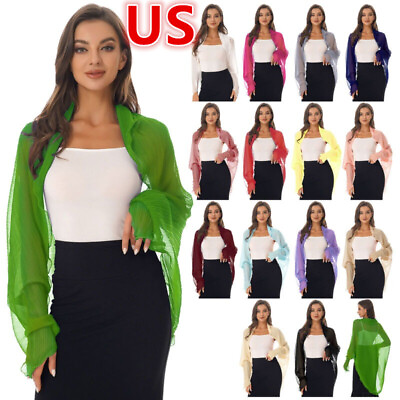 #ad US Womens Chiffon Wraps Soft Shawl for Evening Dress Women Accessories 15 Colors $8.36