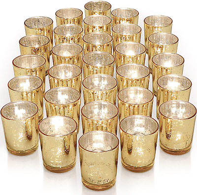 #ad Mercury Gold Glass Votive Candle Holders Set of 36 Ideal for Wedding Centerpie $66.20
