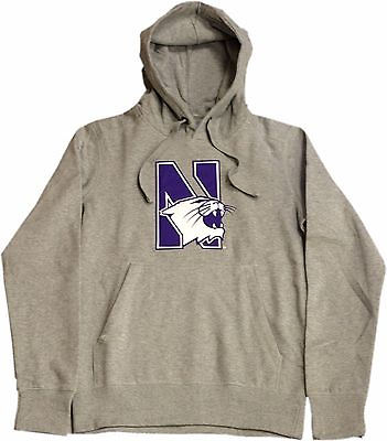 #ad Northwestern Wildcats Grey N Cat Stitched Logo Pullover Hoodie 10733 10737 $39.95