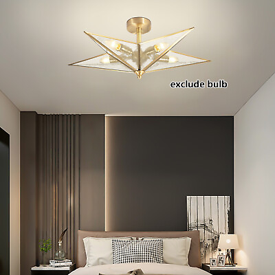 #ad Gold Glass Ceiling Lamp Nordic Chandelier Lighting Fixture 5 Lights Pendant Lamp $84.55