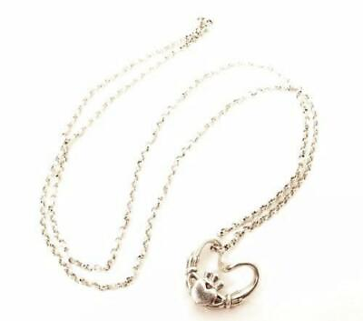 #ad Sterling Silver Irish Claddagh in Heart Pendant w Rolo Chain Necklace*18.5quot; $40.00