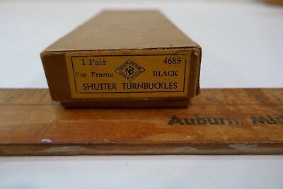 #ad Vintage Pair of New Britan Tool Shutter Turnbuckles Black For Frame Scroll NIB $24.95