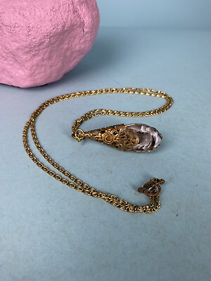 #ad Quartz geode teardrop pendant necklace $55.25