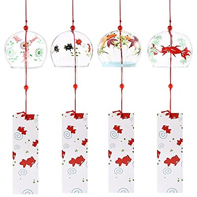 #ad Edo Japanese traditional wind chime FURIN Goldfish Set of 4 Souvenirs Gifts JP $22.73